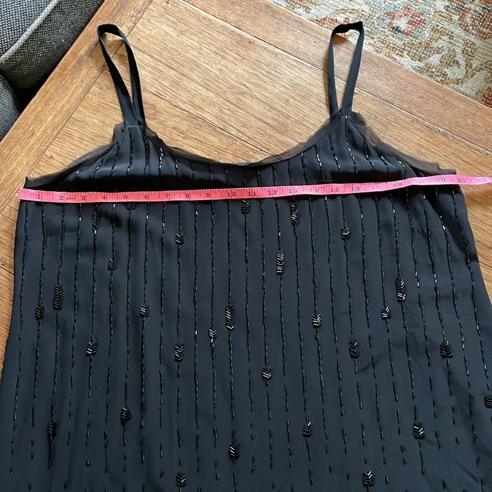 Eileen Fisher 100% Silk Dress Black with sequins spaghetti straps. Size 16 - Picture 8 of 14